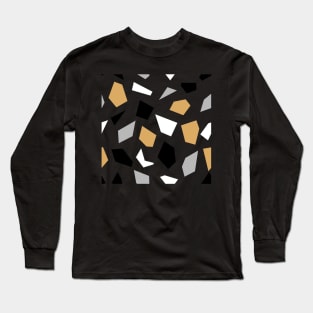 Gold, black, white and grey mosaic seamless repeat pattern image. Long Sleeve T-Shirt